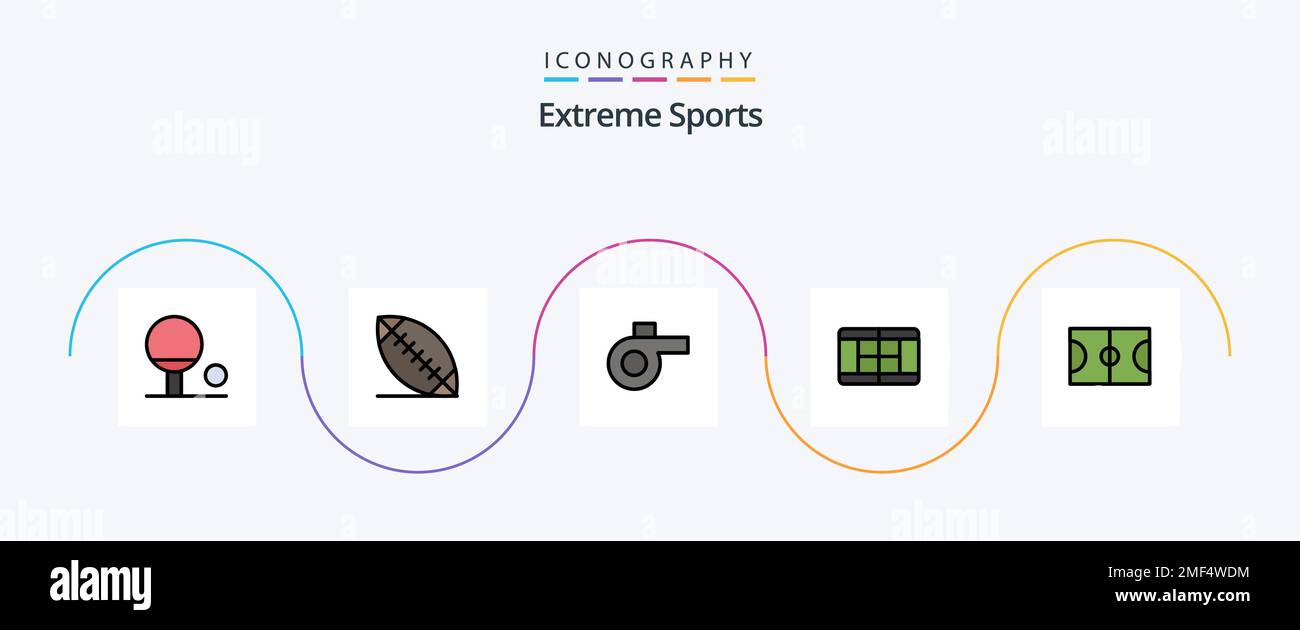 Sport Line Filled Flat 5 Icon Pack Including . tennis Stock Vector ...