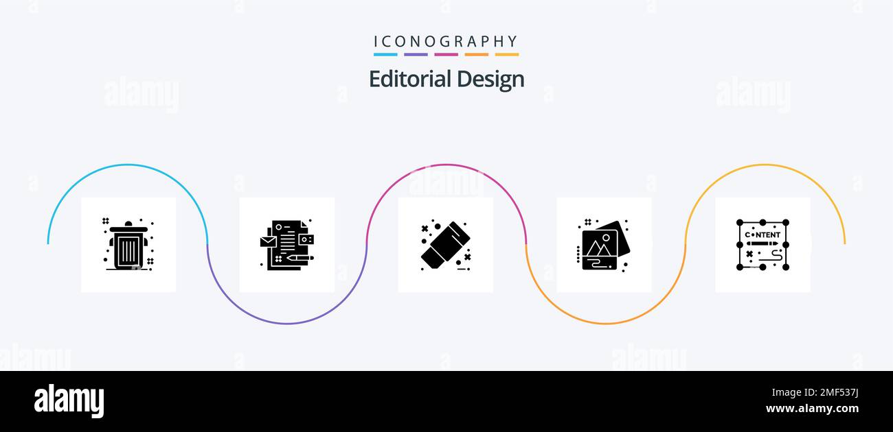 Editorial Design Glyph 5 Icon Pack Including design. documents. office