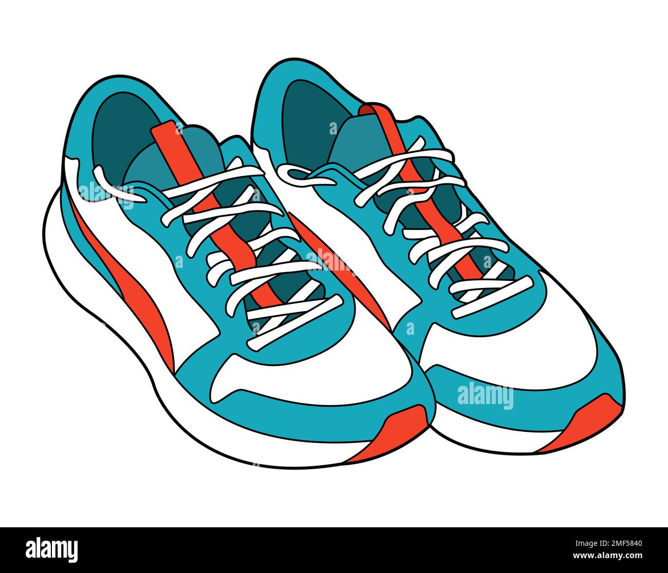 realistic sneakers color vector illustration isolated on white Stock ...