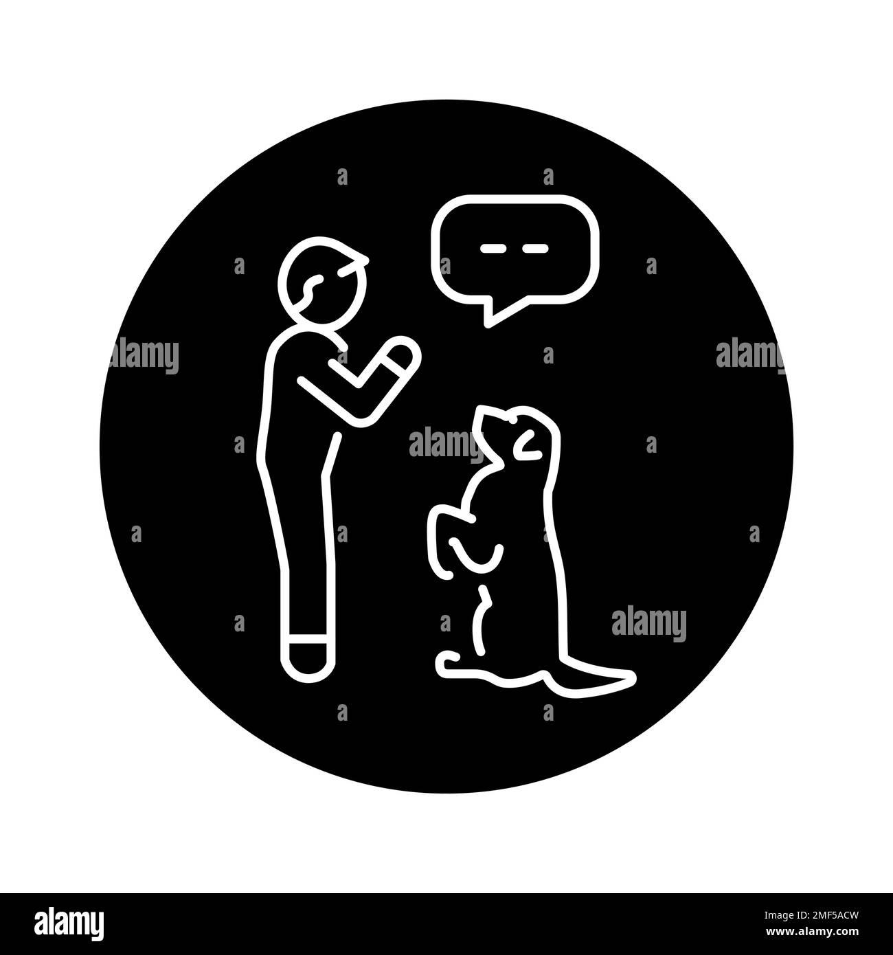 Stand command color line icon. Dog training. Animal education. Stock Vector
