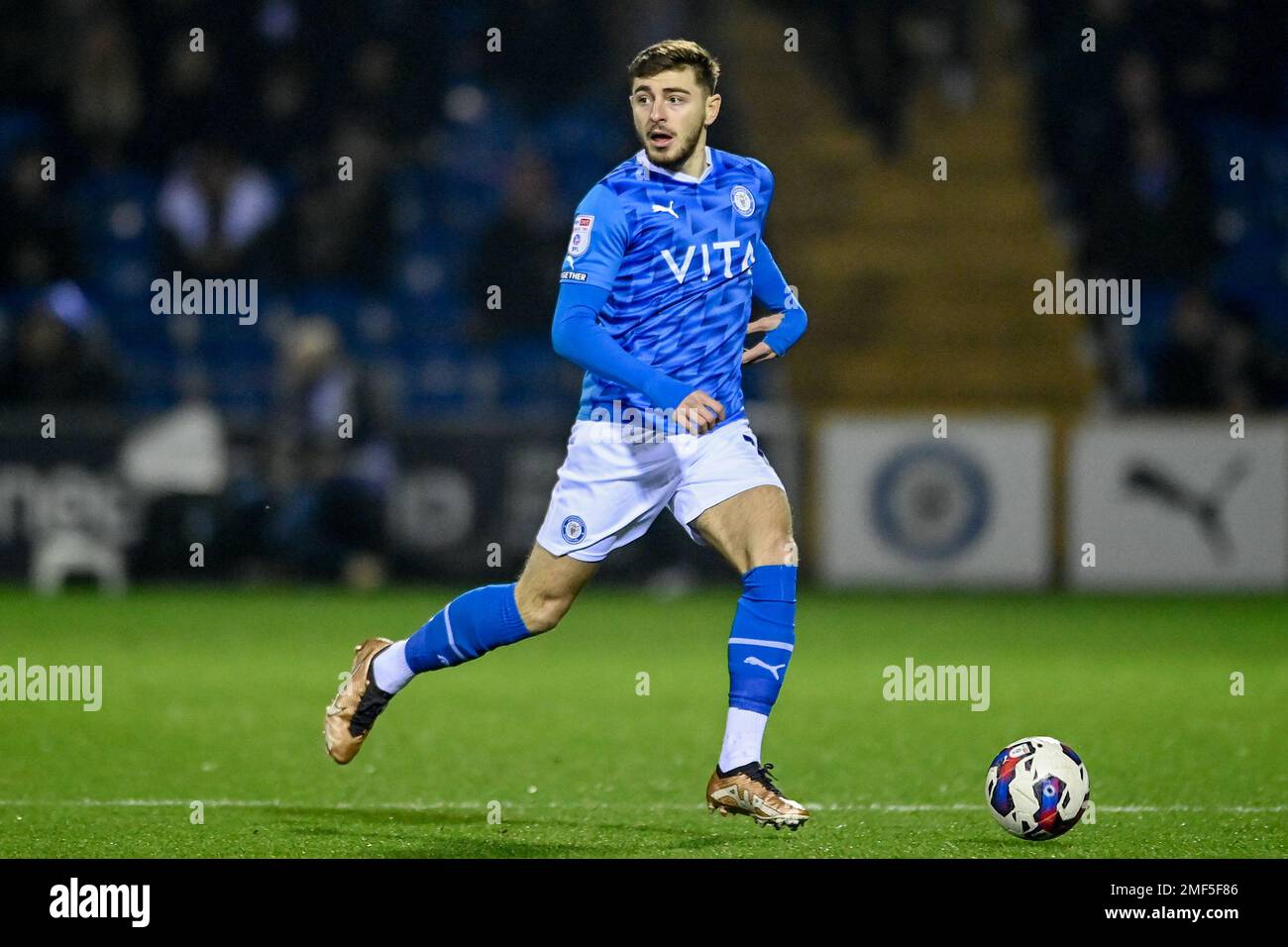 Ryan Rydel Ryan Rydel #17 of Stockport County with the ball during the Sky Bet ...