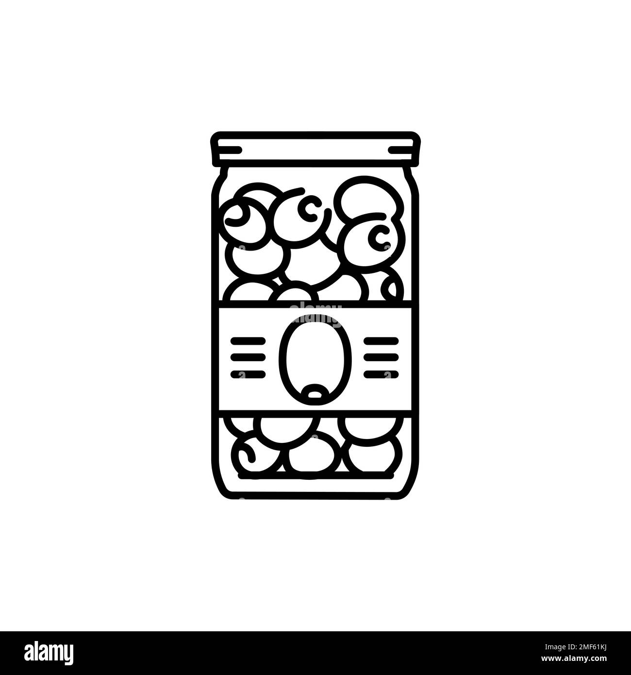 Pickled olives in a jar color line icon. Homemade canned food Stock