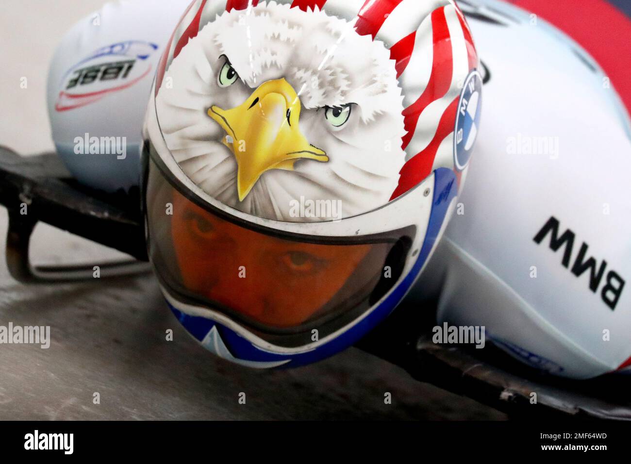 Katie Uhlaender of the United States starts during the women's skeleton