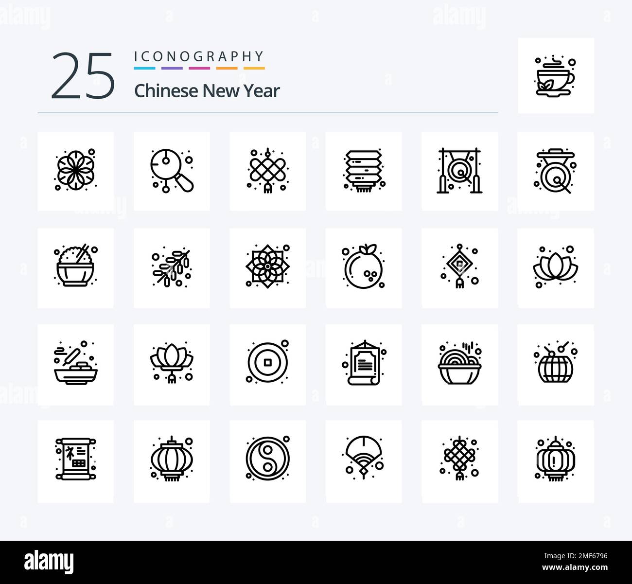 Chinese New Year 25 Line icon pack including bell. new year. music ...