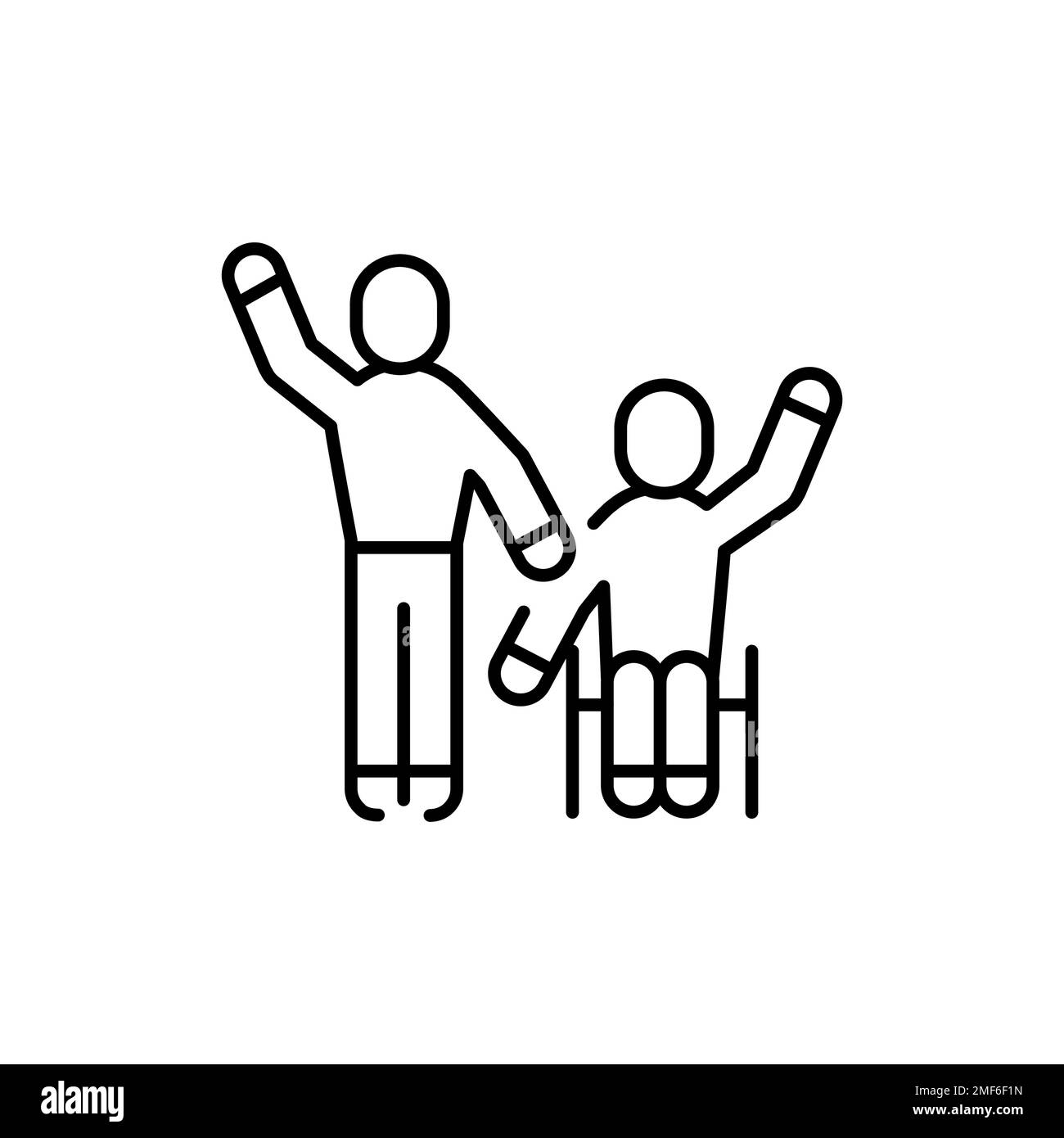 Support for disabled people color line icon. Multinational company