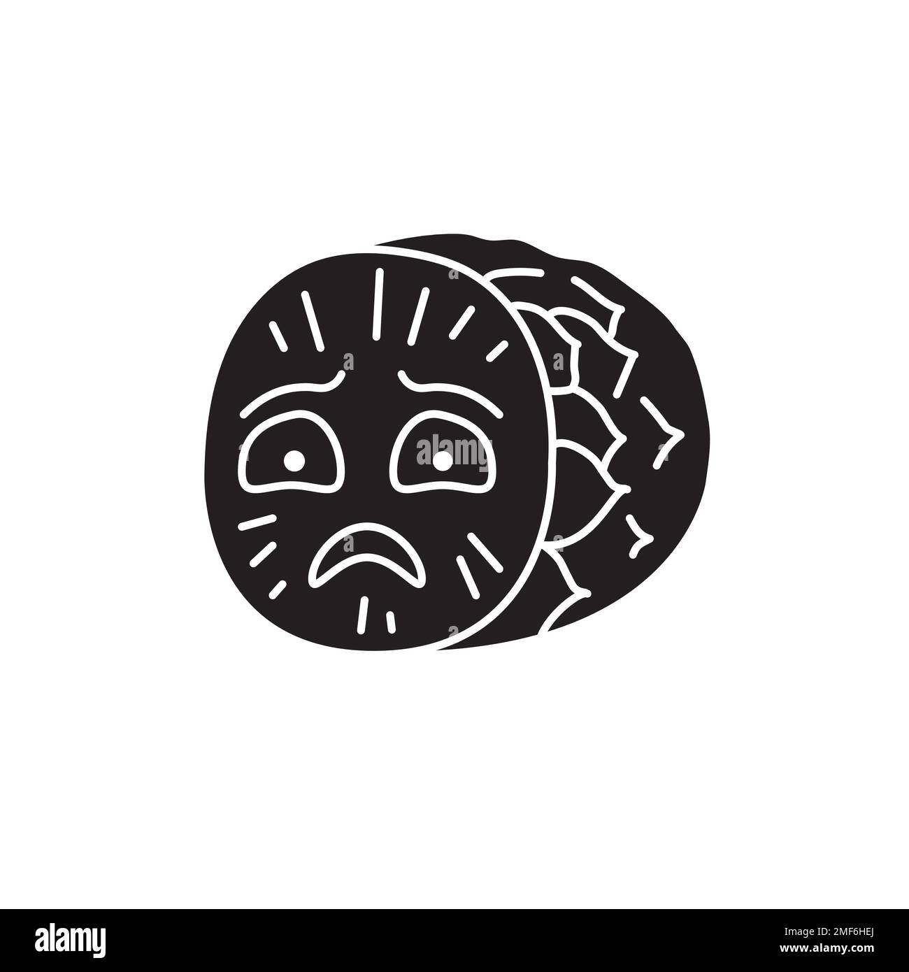 Pineapple is afraid color line icon. Mascot of emotions. Pictogram for ...