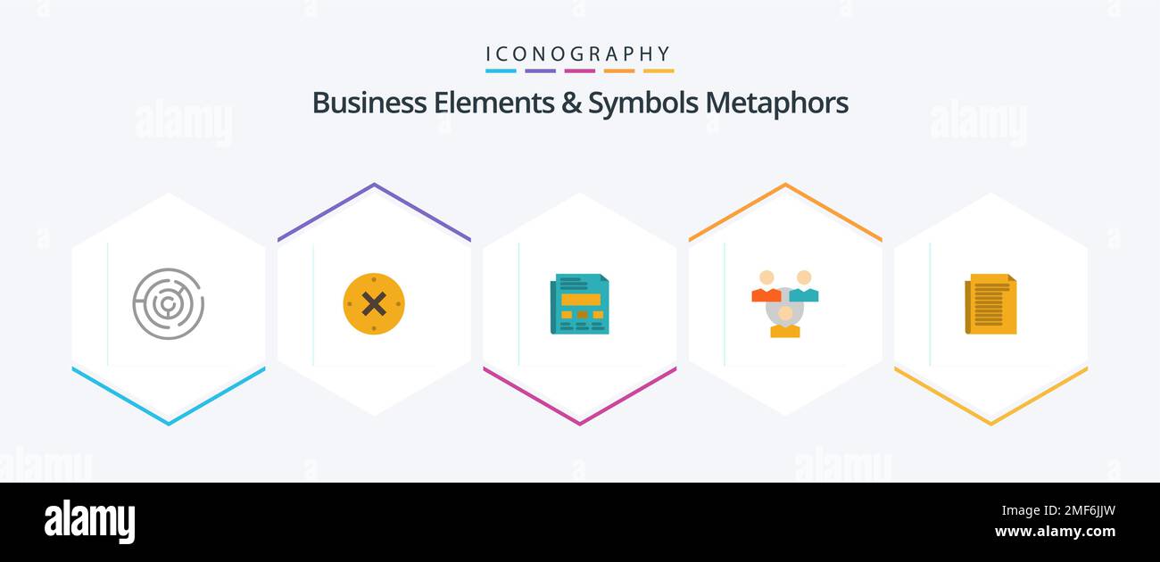Business Elements And Symbols Metaphors 25 Flat icon pack including document. office. cancel. meeting. presentation Stock Vector