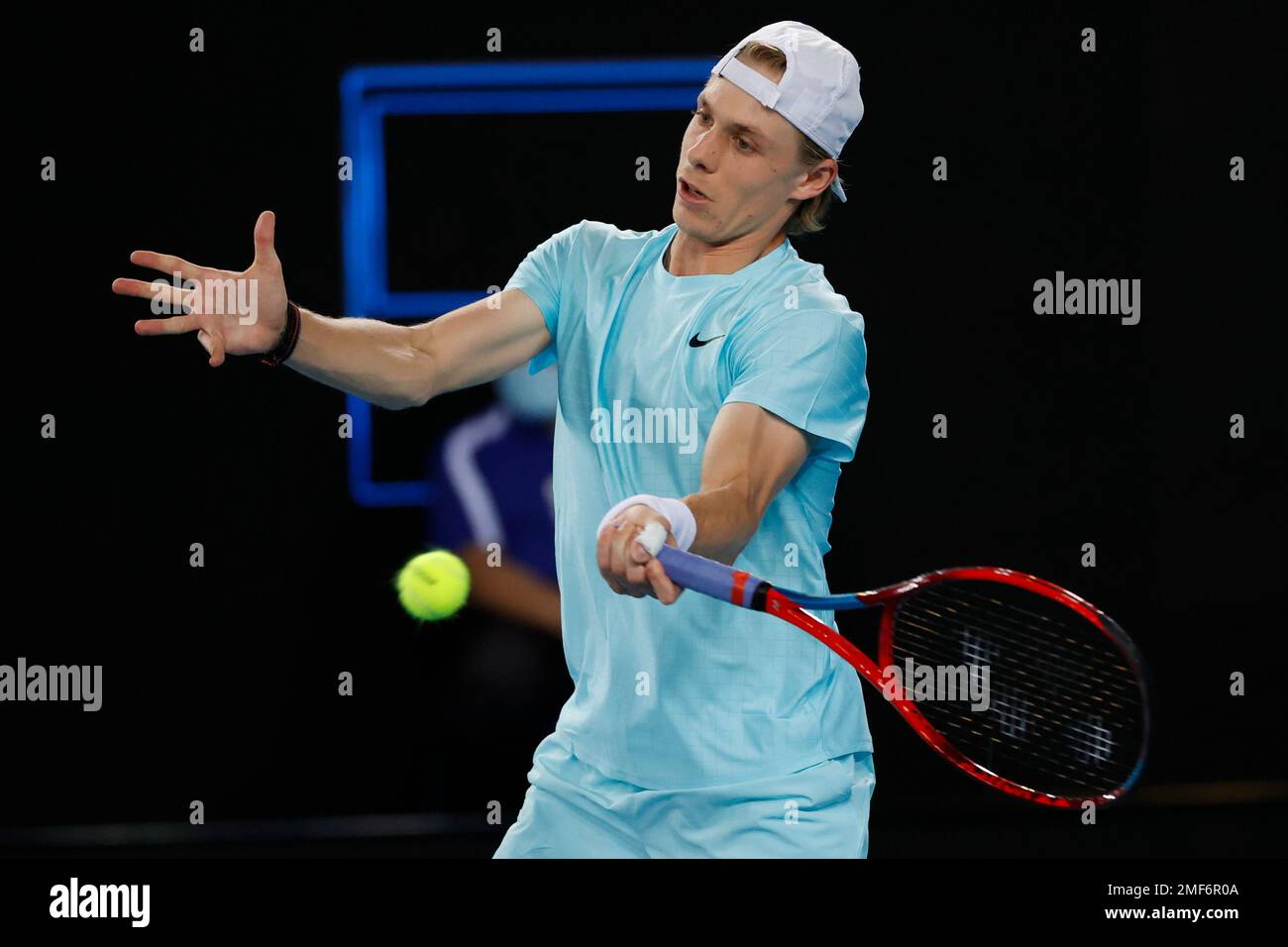 Canada's Denis Shapovalov makes a forehand return to Italy's Jannik ...
