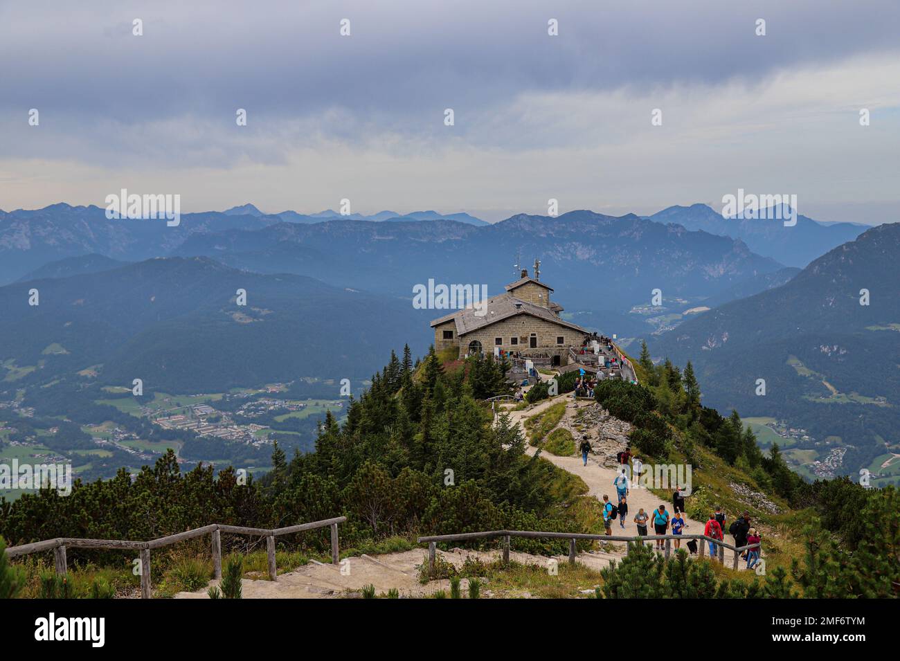 Adolf Hitlers’s Eagles Nest, a former Nazi diplomatic house resting on top of Kehlstein mountain, hosts U.S. Army and civilian tourists in Berchtesgaden, Germany, Aug. 17-19, 2022. The staff ride allowed Soldiers to walk the same terrain World War II Soldiers walked over 75 years ago as they seized the famed Nazi structure Hitler visited only 14 times. Stock Photo