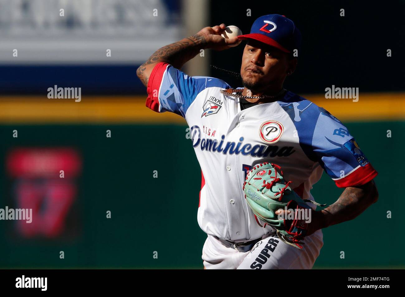 Dominican Republics starting pitcher Carlos Martinez pitches during the first inning of a Caribbean Series baseball game against Panama, at the Teodoro Mariscal stadium in Mazatlan, Mexico, Friday, Feb