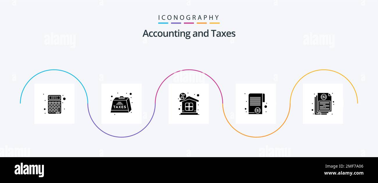 Taxes Glyph 5 Icon Pack Including taxes. money. tax. finance. property