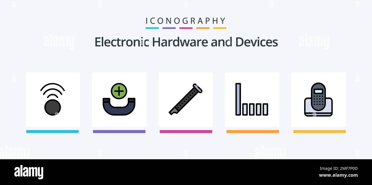 Devices Line Filled 5 Icon Pack Including . phone. connection. device ...