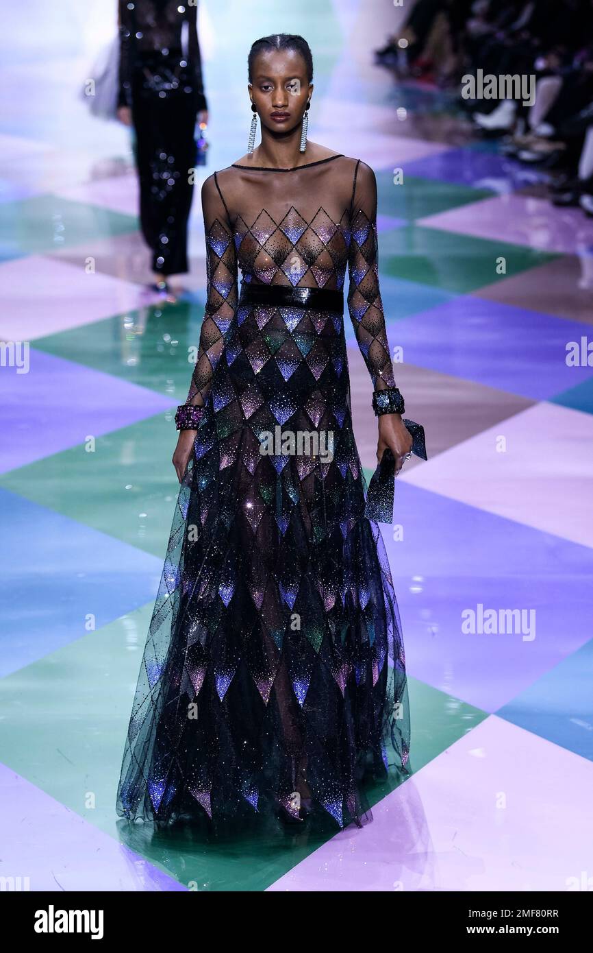 Paris France. 24th Jan 2023. GIORGIO ARMANI PRIVE Haute Couture Spring Summer 2023 Runway during Haute Couture Week on January 2023 Paris France 24 01 2023 Credit dpa Alamy Live News Stock Photo Alamy