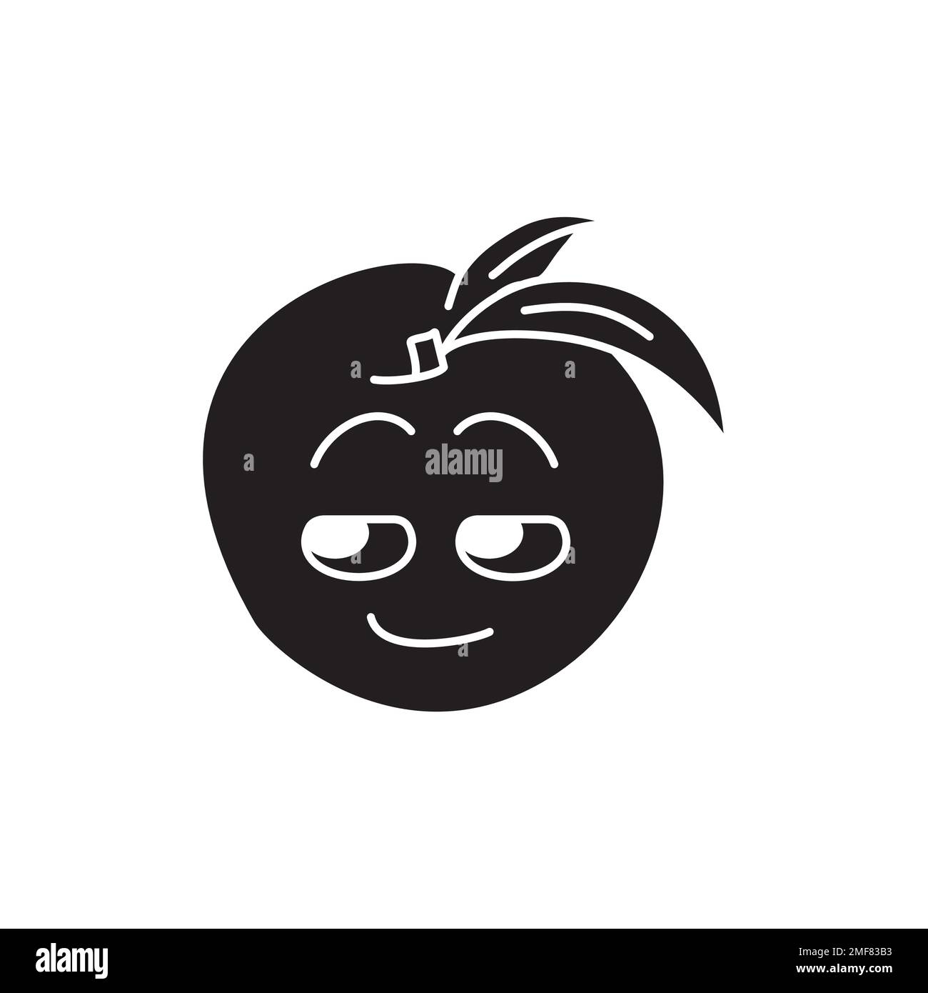 Lustful peach color line icon. Mascot of emotions. Pictogram for web