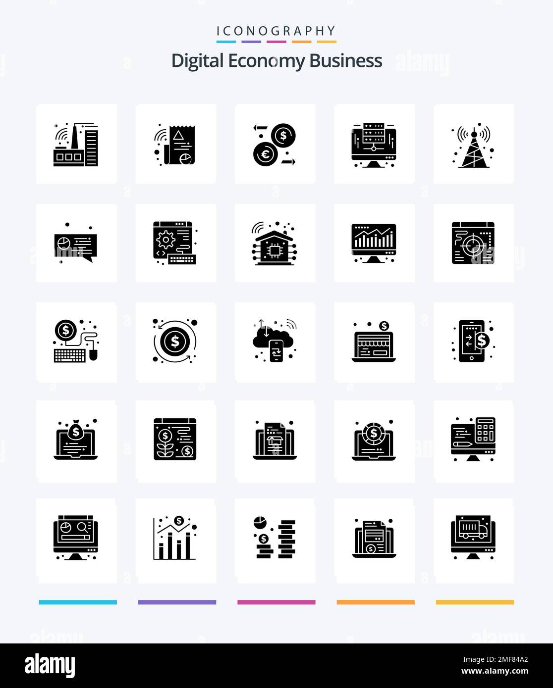 Creative Digital Economy Business 25 Glyph Solid Black icon pack Such ...