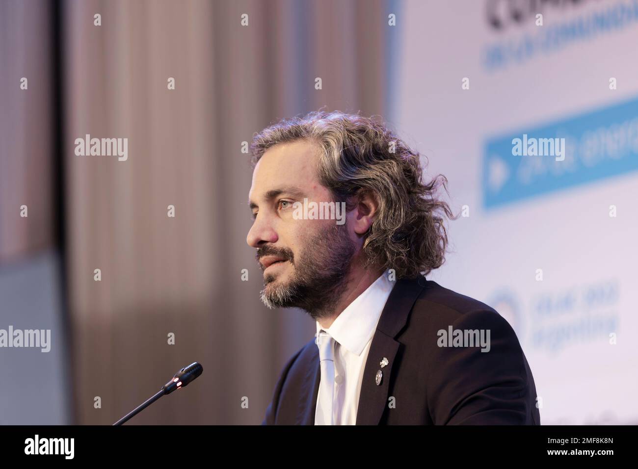 Buenos Aires, Argentina, 24th January 2023. Santiago Cafiero, Minister of Foreign Affairs, International Trade and Worship of the Argentine Nation in the Community of Latin American and Caribbean States, (CELAC, in its spanish acronym). (Credit: Esteban Osorio/Alamy Live News) Stock Photo