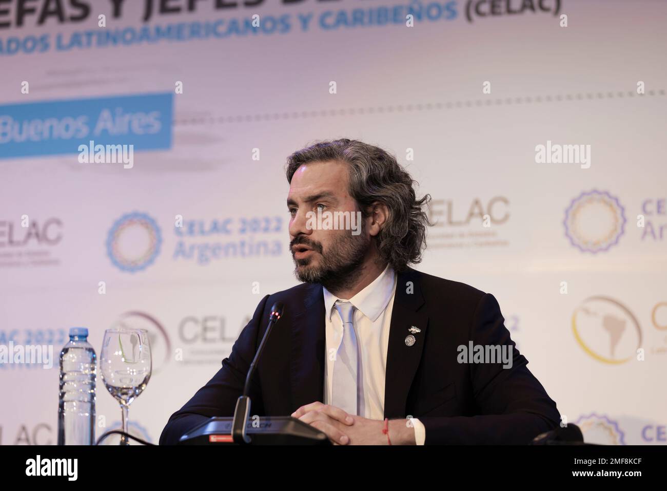 Buenos Aires, Argentina, 24th January 2023. Santiago Cafiero, Minister of Foreign Affairs, International Trade and Worship of the Argentine Nation in the Community of Latin American and Caribbean States, (CELAC, in its spanish acronym). (Credit: Esteban Osorio/Alamy Live News) Stock Photo