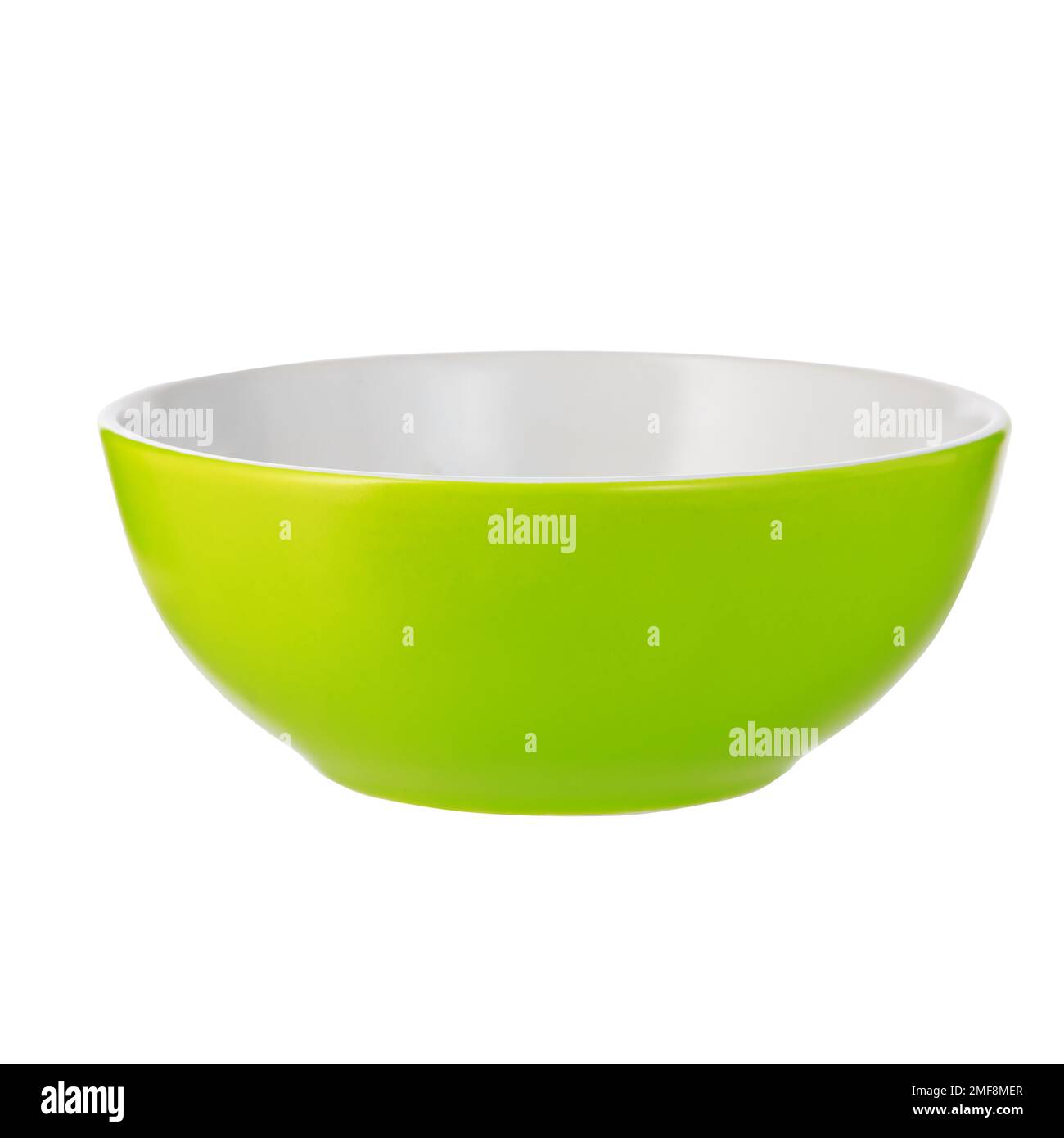 Empty green bowl isolated on white background Stock Photo