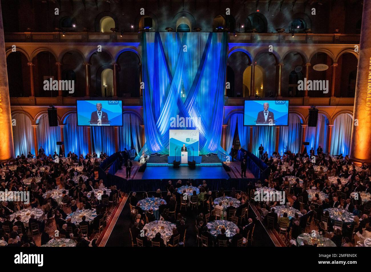 Reportage: President Joe Biden speaks at the The Ireland Funds National Gala at the National Building Museum in Washington, D.C., Wednesday, March 16, 2022 Stock Photo