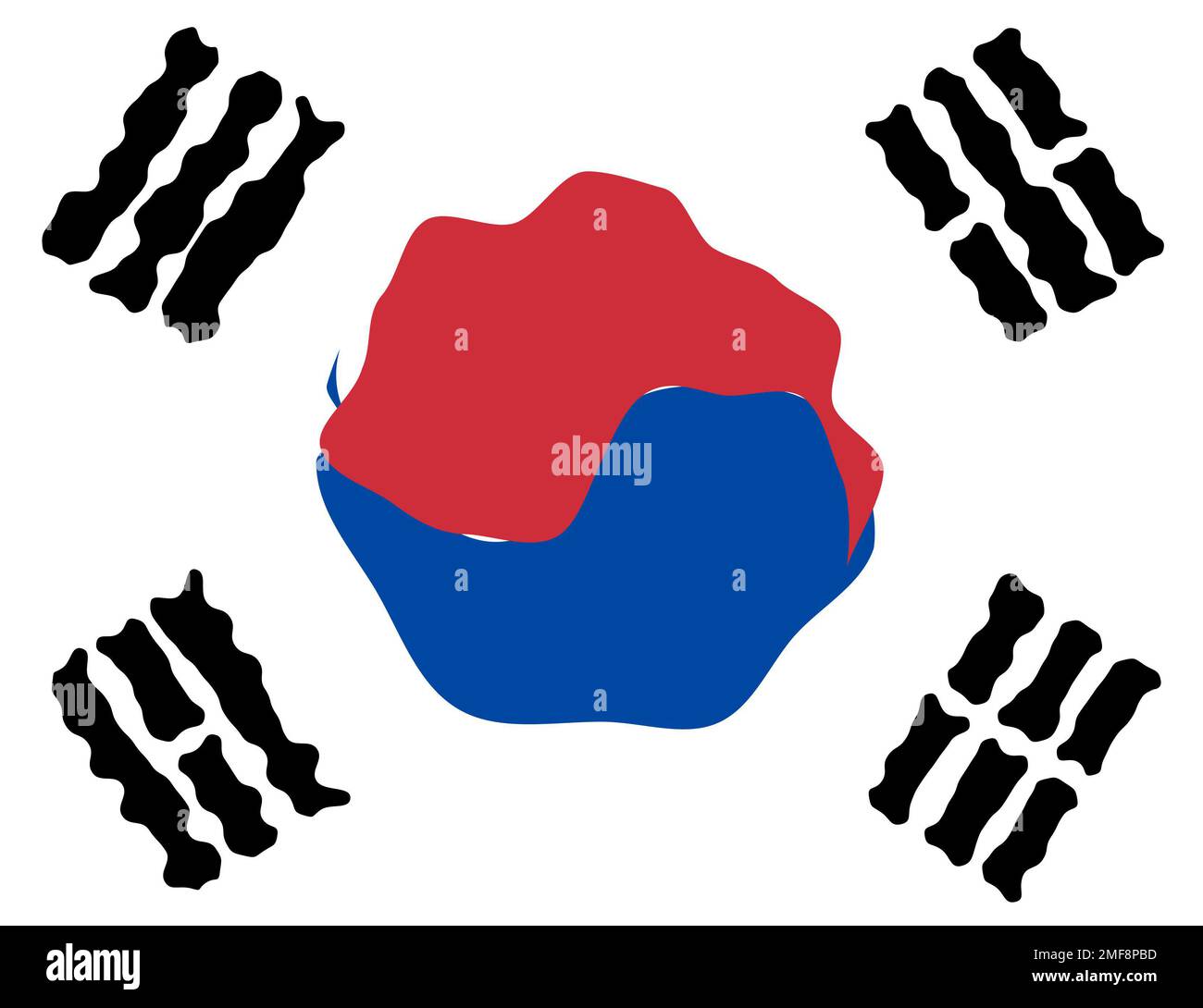 South Korea, Brush stroke flag of Korea, Grunge Korea flag, flag illustration, watercolor style