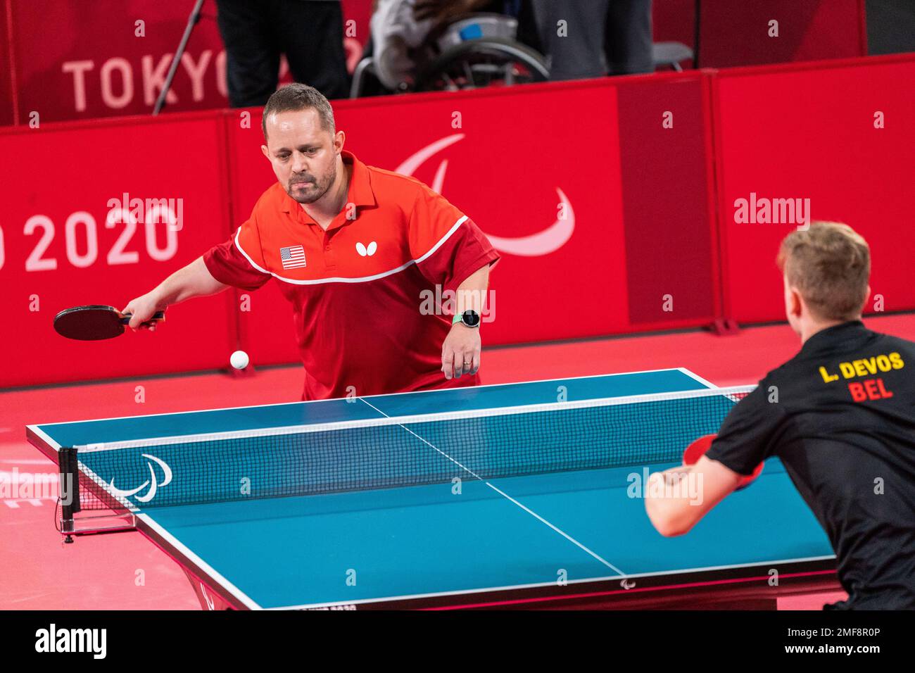 Reportage Athletes compete during a table tennis match at the Tokyo