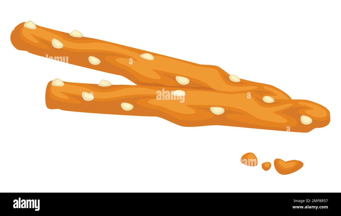 Bread sticks with salt or sesame seeds snacks vector Stock Vector Image