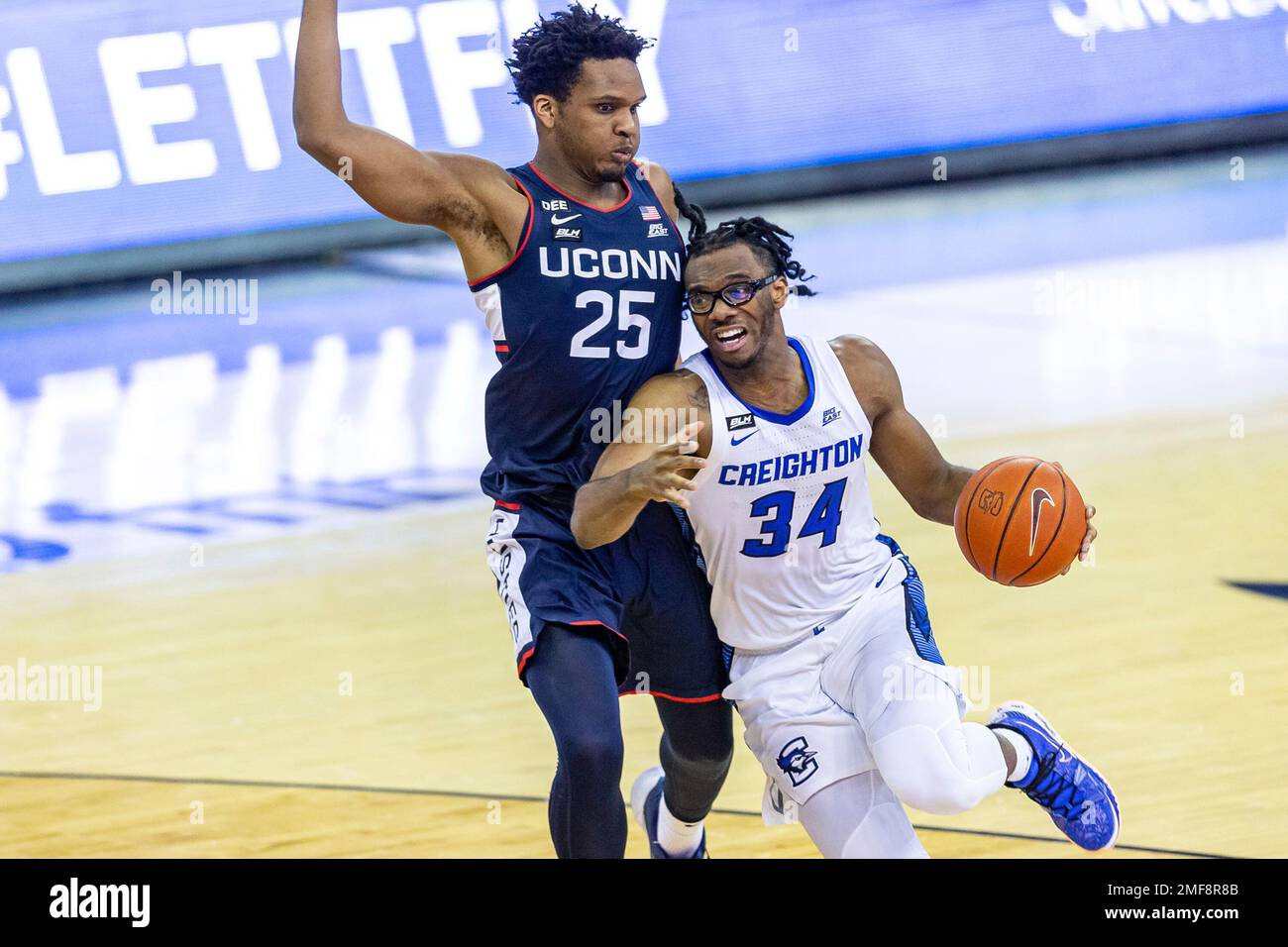 Creighton guard Denzel Mahoney (34) drive to the basket against ...