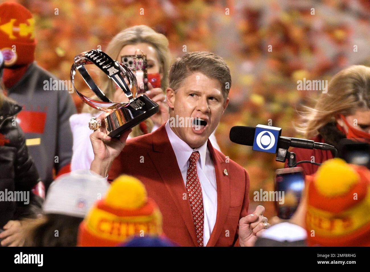 Kansas City Chiefs owner Clark Hunt celebrates with the Lamar Hunt ...
