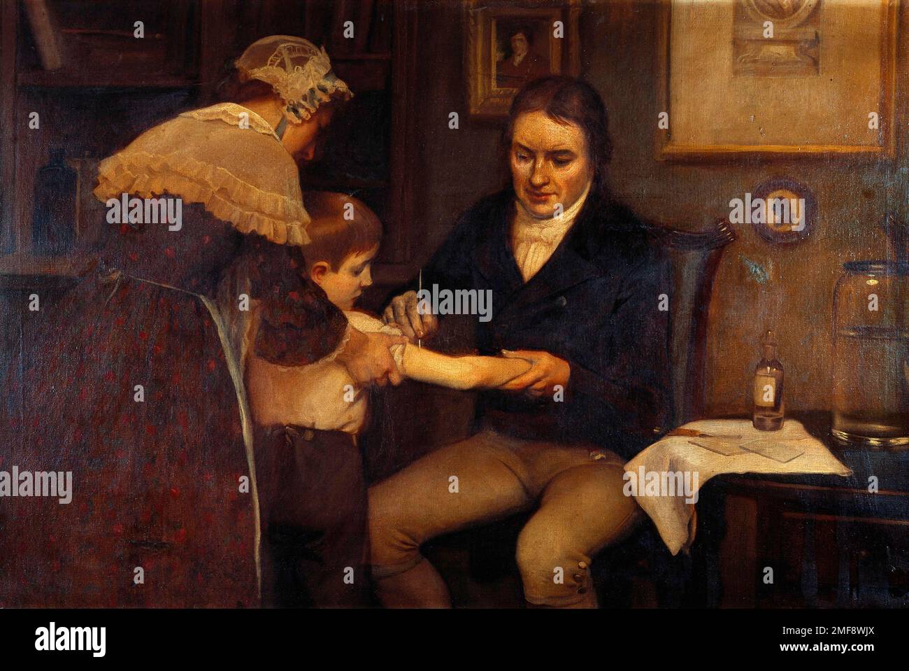 Edward Jenner performing first vaccination, illustration Stock Photo ...