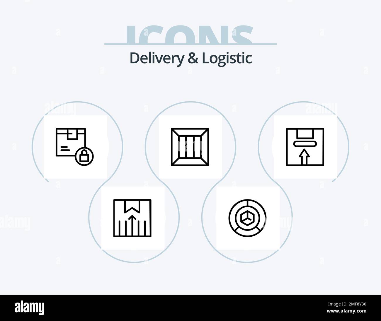 Delivery And Logistic Line Icon Pack 5 Icon Design. logistic. delivery. package. shipping. fragile Stock Vector