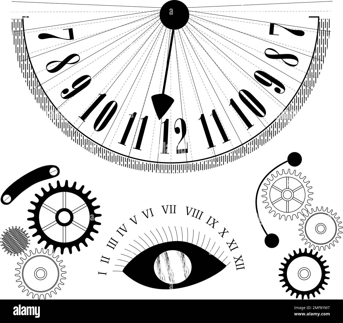 Clock time black and white set Stock Vector Image & Art Alamy