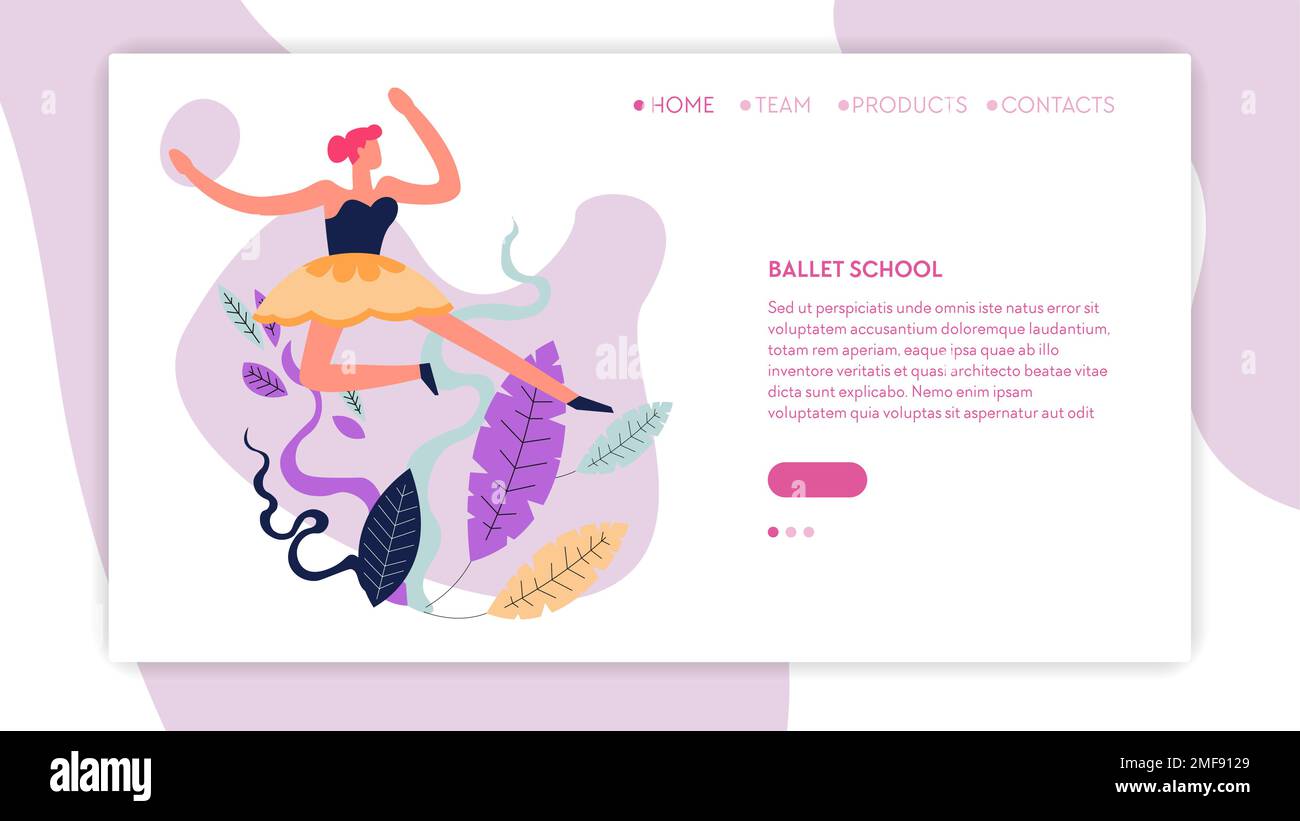 Ballet dancers girl jumping in tutu and pointes web page Stock Vector