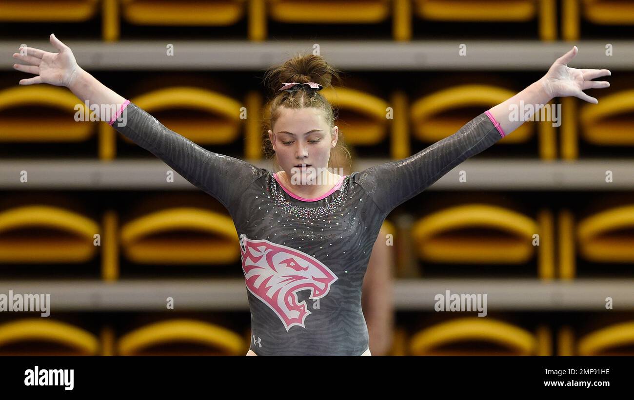 Towson gymnast Allison Zuhike during a meet on Friday Jan. 22