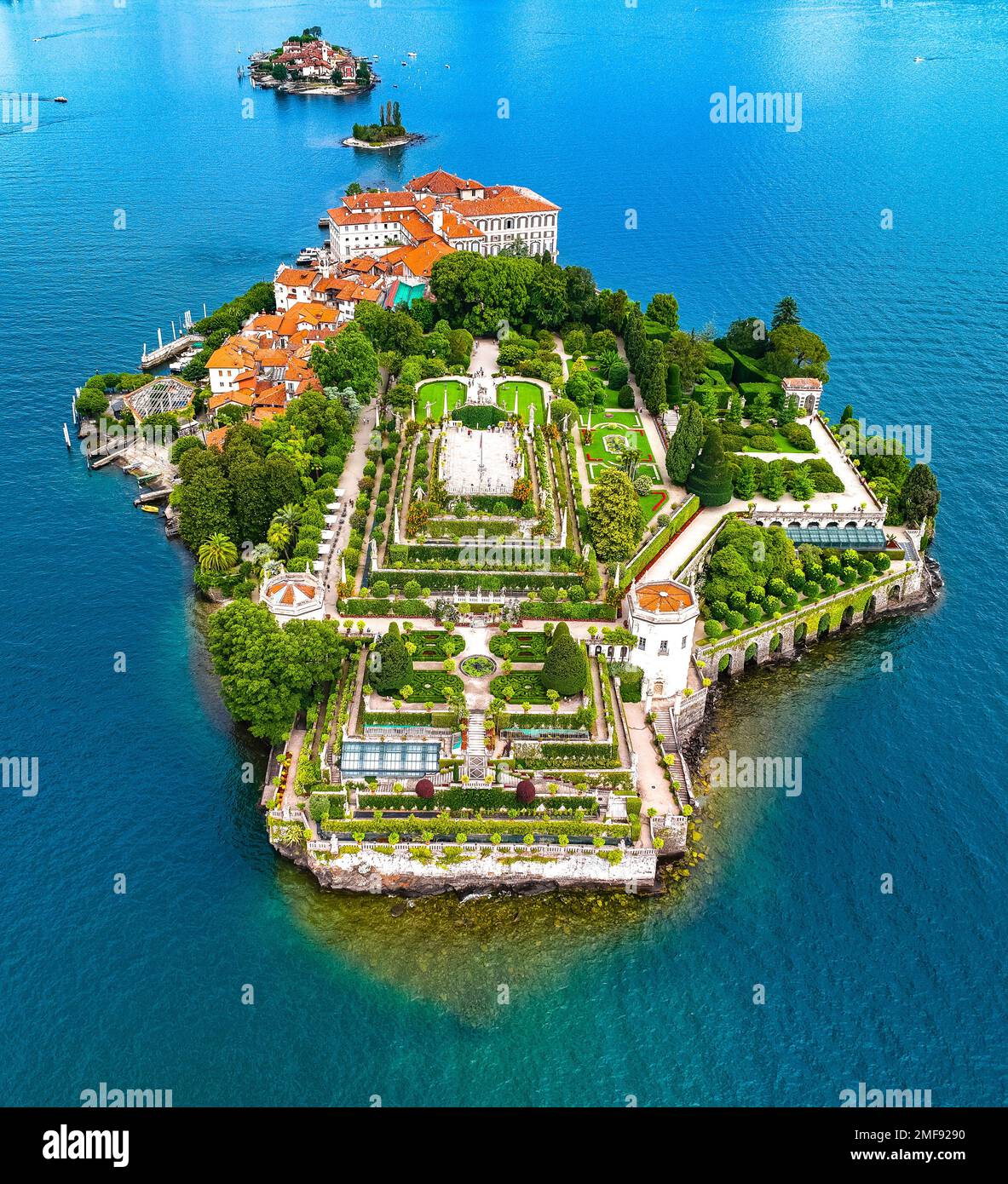 Aerial view of Isola Bella, in Isole Borromee archipelago in Lake