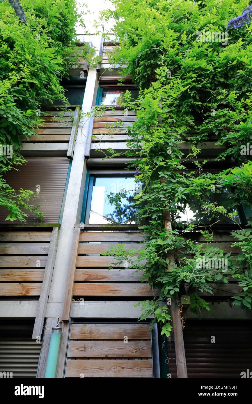 Villa des vignoles, Eden Bio a sustainable public housing project by  French architect Edouard François in 20eme arrondissement. Paris France Stock Photo