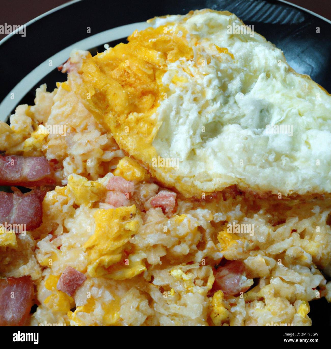 Fried Rice with Eggs and Bacon Stock Photo Alamy