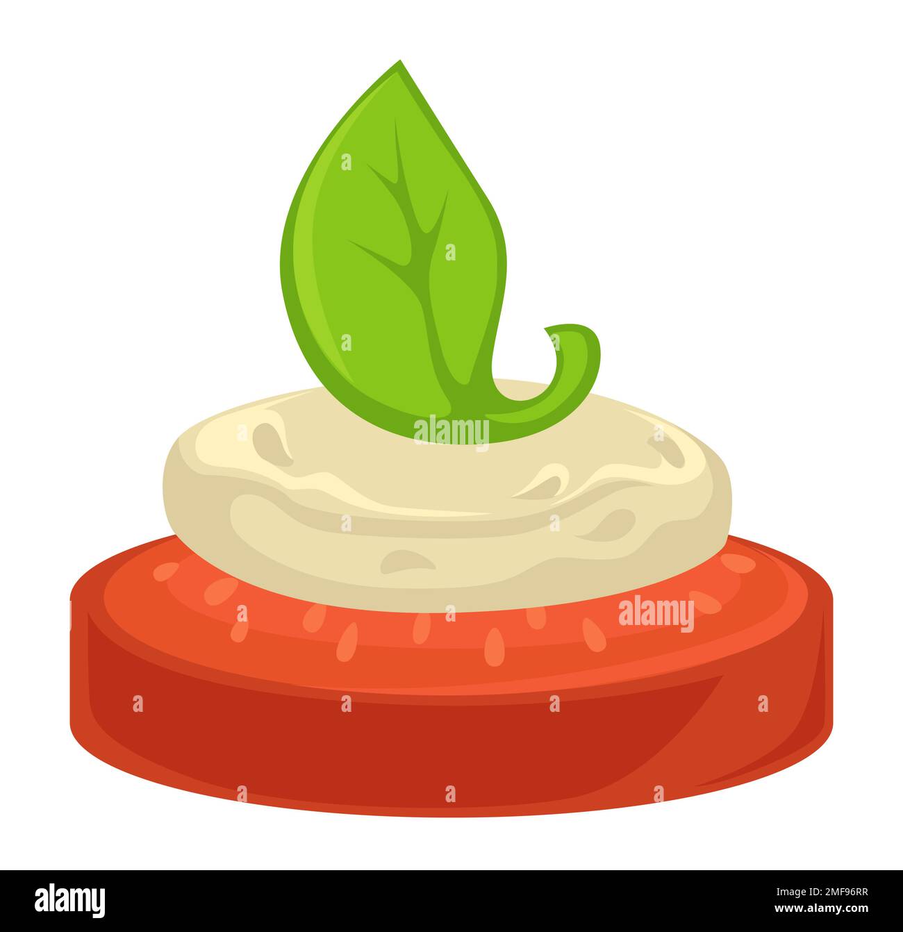 Tomato with white sauce and basil leaf isolated dish Stock Vector Image