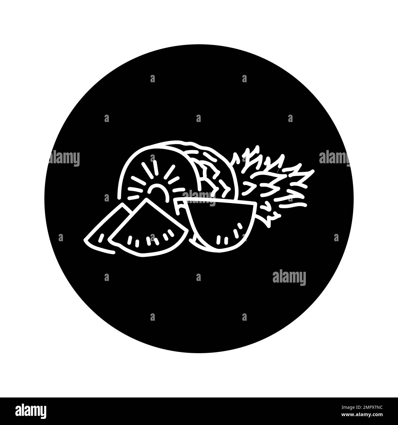 Pineapple and slices color line icon. Tropical fruit. Pictogram for web