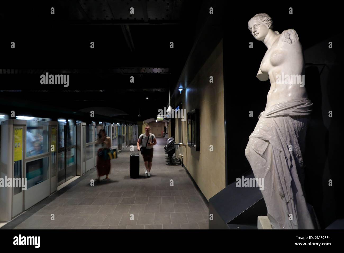 The reproduction of the statue of Venus de Milo decorating the Metro station of Louvre-Rivoli in Paris.France Stock Photo