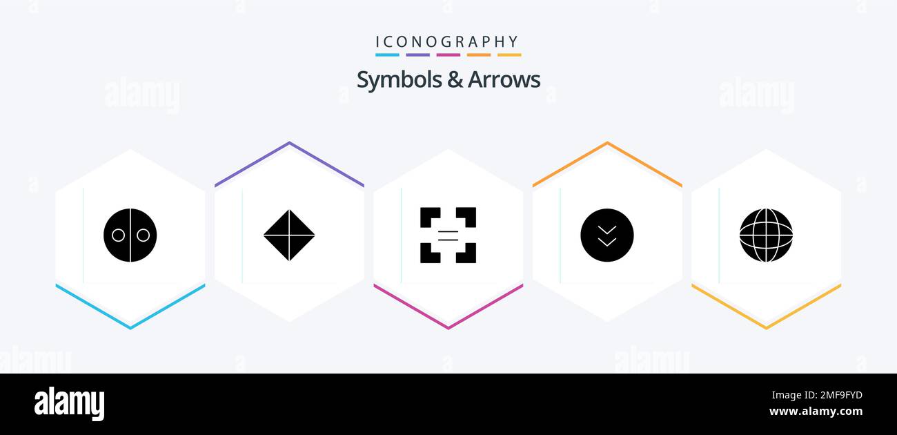 Symbols and Arrows 25 Glyph icon pack including worldwide. globe. full ...