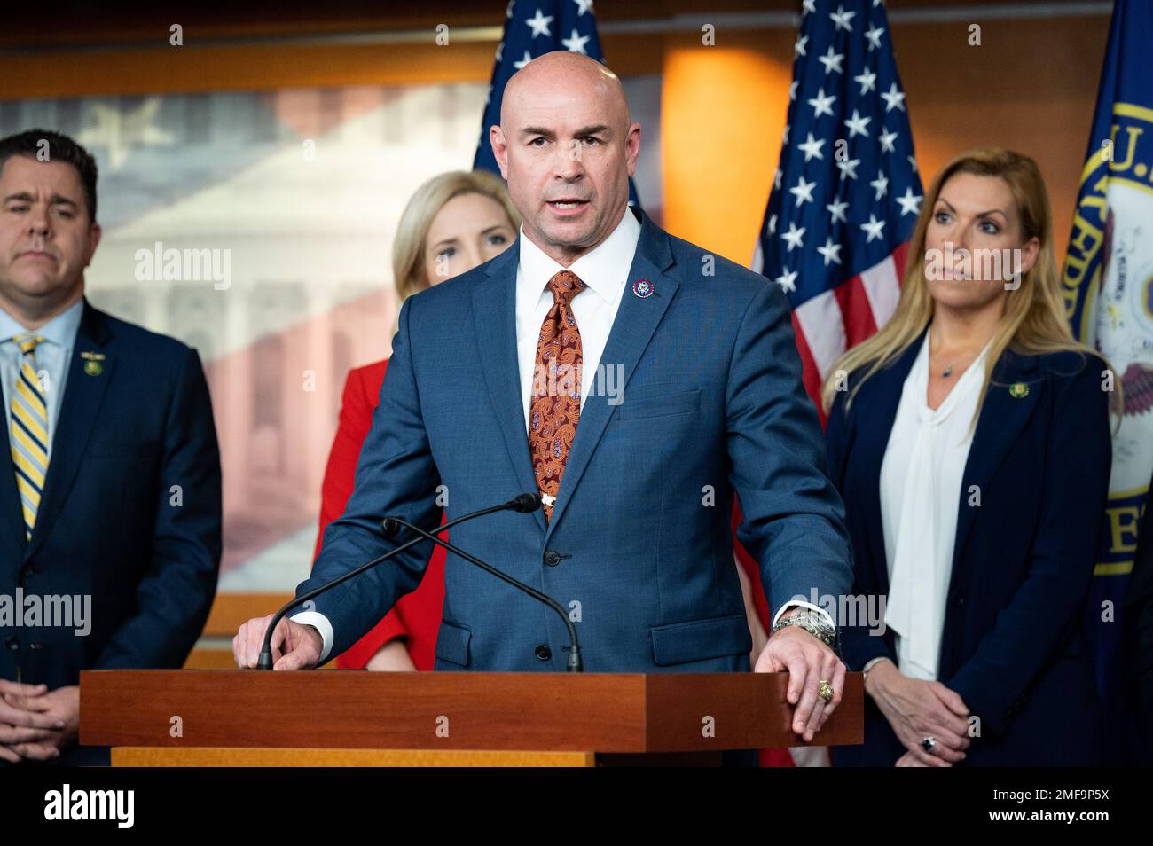 Washington, United States. 24th Jan, 2023. U.S. Representative Jake Ellzey (R-TX) speaking at a press conference with other House Republicans about the Southern border. (Photo by Michael Brochstein/Sipa USA) Credit: Sipa USA/Alamy Live News Stock Photo