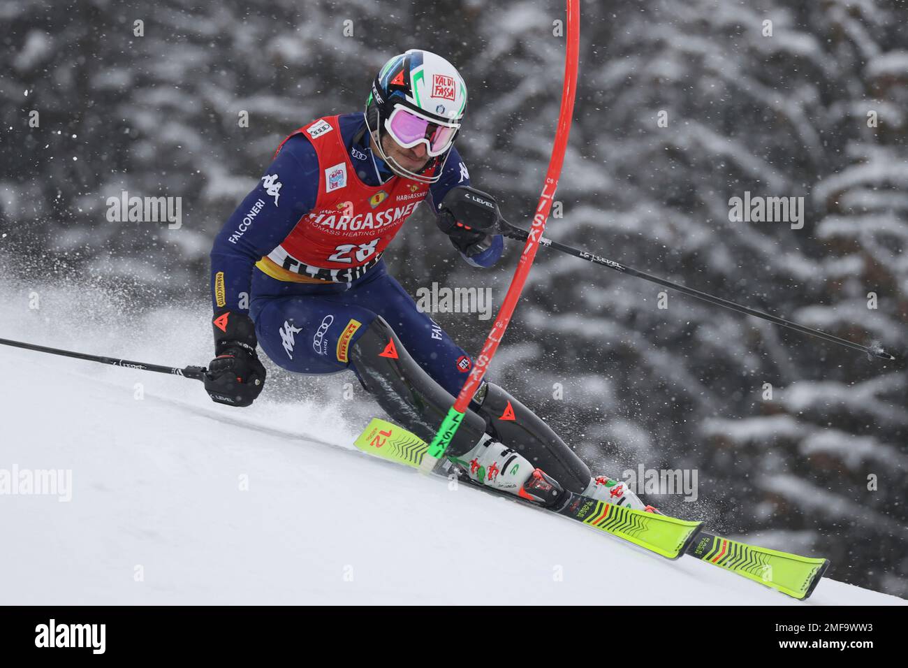 Italy's Stefano Gross speeds down the slope during an alpine ski, men's World Cup slalom in