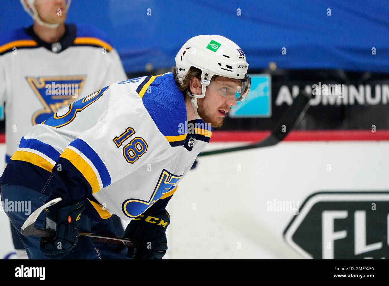 St. Louis Blues' Robert Thomas (18) leads teammates toward the bench after  his goal against the New Jersey Devils during the third period of an NHL  hockey game Thursday, Jan. 5, 2023