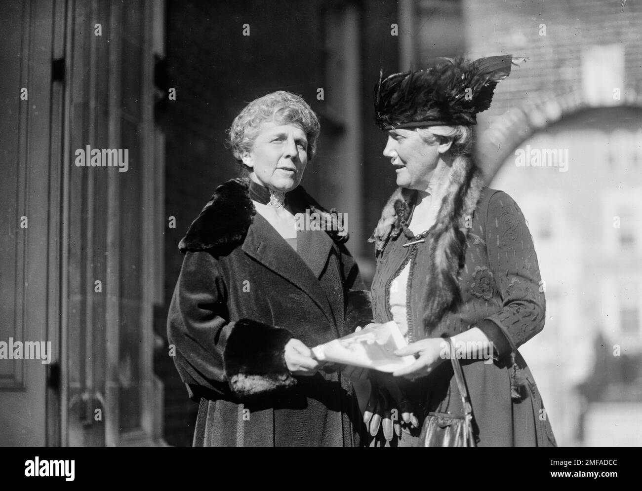 First Lady Florence Harding and unidentified woman, circa 1921 Stock Photo