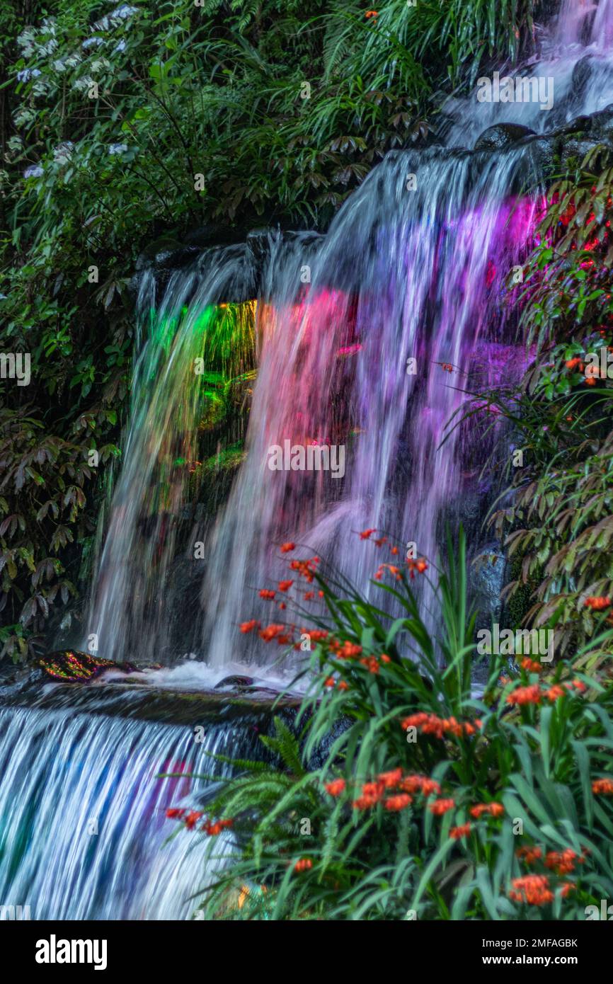 Colourful Waterfall at the Festival of Lights Stock Photo Alamy