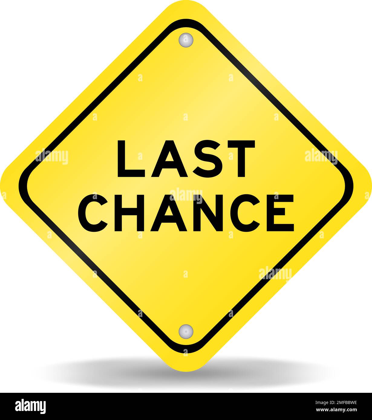 Yellow color transportation sign with word last chance on white