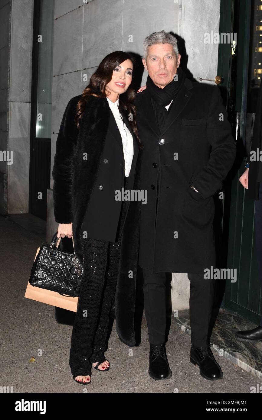 Milan, Italy. 24th Jan, 2023. Milan, Michelle Hunziker celebrates her 46th birthday with a dinner with friends at the Shinto restaurant. Pictured: Sara Testa and Giorgio Restelli Credit: Independent Photo Agency/Alamy Live News Stock Photo