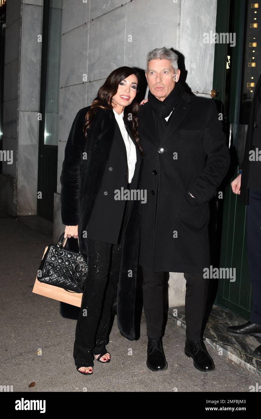 Milan, Italy. 24th Jan, 2023. Milan, Michelle Hunziker celebrates her 46th birthday with a dinner with friends at the Shinto restaurant. Pictured: Sara Testa and Giorgio Restelli Credit: Independent Photo Agency/Alamy Live News Stock Photo