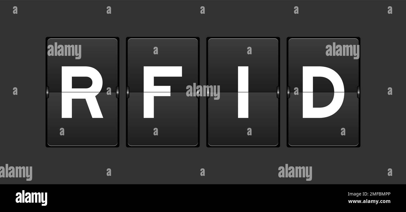 Black color analog flip board with word RFID (Abbreviation of Radio