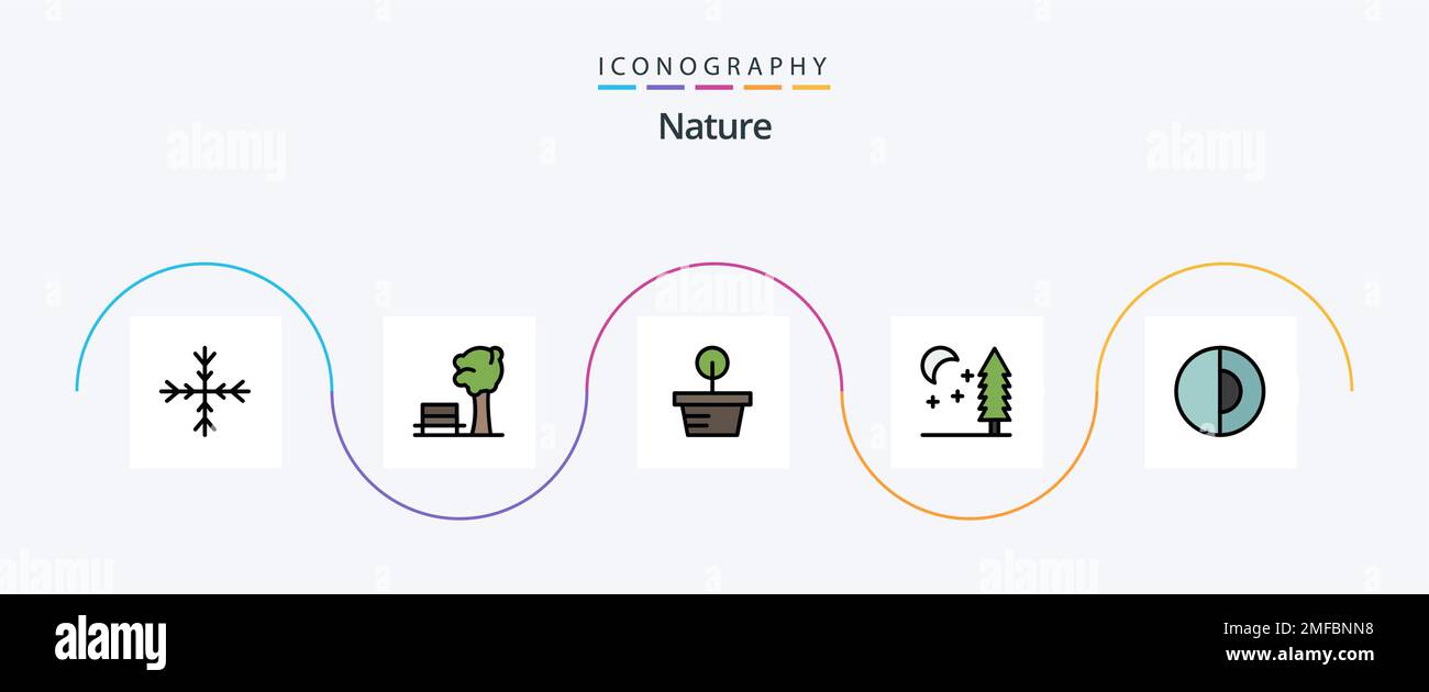 Nature Line Filled Flat 5 Icon Pack Including . nature. tree. geology ...